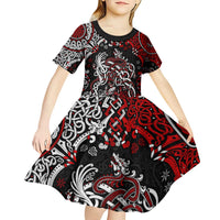 Viking Warrior And Viking Dragons Kid Short Sleeve Dress - Wonder Print Shop