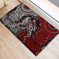 Viking Warrior And Viking Dragons Rubber Doormat - Wonder Print Shop