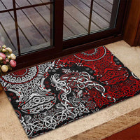 Viking Warrior And Viking Dragons Rubber Doormat - Wonder Print Shop