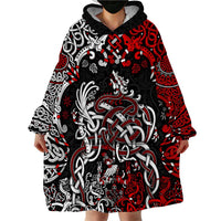 Viking Warrior And Viking Dragons Wearable Blanket Hoodie - Wonder Print Shop