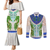 Dragon Celtic Knot Couples Matching Mermaid Dress and Long Sleeve Button Shirt