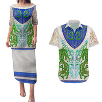 Dragon Celtic Knot Couples Matching Puletasi and Hawaiian Shirt - Wonder Print Shop
