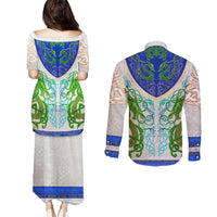 Dragon Celtic Knot Couples Matching Puletasi and Long Sleeve Button Shirt - Wonder Print Shop
