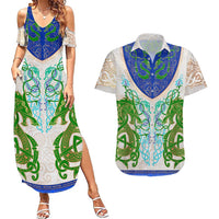 Dragon Celtic Knot Couples Matching Summer Maxi Dress and Hawaiian Shirt - Wonder Print Shop