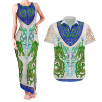 Dragon Celtic Knot Couples Matching Tank Maxi Dress and Hawaiian Shirt - Wonder Print Shop