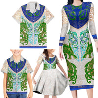 Dragon Celtic Knot Family Matching Long Sleeve Bodycon Dress and Hawaiian Shirt - Wonder Print Shop