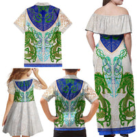 Dragon Celtic Knot Family Matching Off Shoulder Maxi Dress and Hawaiian Shirt - Wonder Print Shop