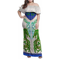 Dragon Celtic Knot Family Matching Off Shoulder Maxi Dress and Hawaiian Shirt - Wonder Print Shop