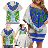 Dragon Celtic Knot Family Matching Off Shoulder Short Dress and Hawaiian Shirt - Wonder Print Shop