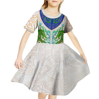 Dragon Celtic Knot Kid Short Sleeve Dress - Wonder Print Shop