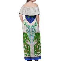 Dragon Celtic Knot Off Shoulder Maxi Dress - Wonder Print Shop