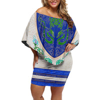 Dragon Celtic Knot Off Shoulder Short Dress - Wonder Print Shop