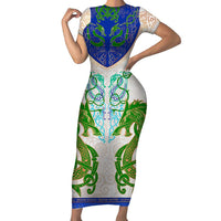 Dragon Celtic Knot Short Sleeve Bodycon Dress - Wonder Print Shop