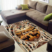 Native American Life Area Rug Teepee Village With Buffalo Bison - Wonder Print Shop
