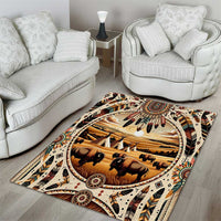 Native American Life Area Rug Teepee Village With Buffalo Bison - Wonder Print Shop