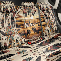Native American Life Back Car Seat Cover Teepee Village With Buffalo Bison - Wonder Print Shop