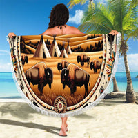 Native American Life Beach Blanket Teepee Village With Buffalo Bison - Wonder Print Shop