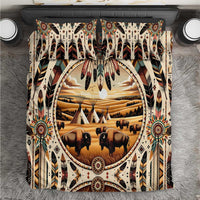 Native American Life Bedding Set Teepee Village With Buffalo Bison - Wonder Print Shop