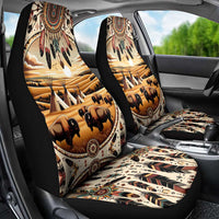 Native American Life Car Seat Cover Teepee Village With Buffalo Bison - Wonder Print Shop