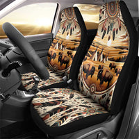 Native American Life Car Seat Cover Teepee Village With Buffalo Bison - Wonder Print Shop