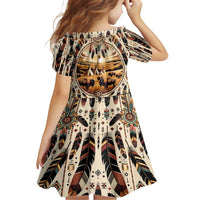 Native American Life Family Matching Tank Maxi Dress and Hawaiian Shirt Teepee Village With Buffalo Bison - Wonder Print Shop