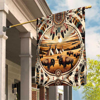 Native American Life Garden Flag Teepee Village With Buffalo Bison - Wonder Print Shop