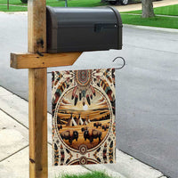 Native American Life Garden Flag Teepee Village With Buffalo Bison - Wonder Print Shop