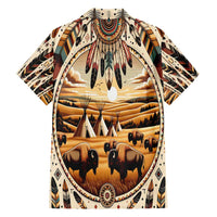 Native American Life Hawaiian Shirt Teepee Village With Buffalo Bison - Wonder Print Shop