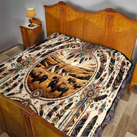 Native American Life Quilt Teepee Village With Buffalo Bison - Wonder Print Shop