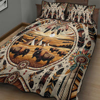Native American Life Quilt Bed Set Teepee Village With Buffalo Bison - Wonder Print Shop