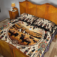 Native American Life Quilt Bed Set Teepee Village With Buffalo Bison - Wonder Print Shop