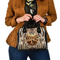 Native American Life Shoulder Handbag Teepee Village With Buffalo Bison