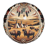 Native American Life Spare Tire Cover Teepee Village With Buffalo Bison - Wonder Print Shop