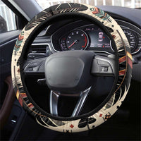 Native American Life Steering Wheel Cover Teepee Village With Buffalo Bison - Wonder Print Shop