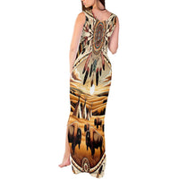 Native American Life Tank Maxi Dress Teepee Village With Buffalo Bison - Wonder Print Shop