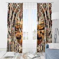 Native American Life Window Curtain Teepee Village With Buffalo Bison - Wonder Print Shop