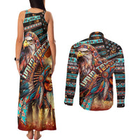 American Indian Warrior Chiefs Couples Matching Tank Maxi Dress and Long Sleeve Button Shirt - Wonder Print Shop
