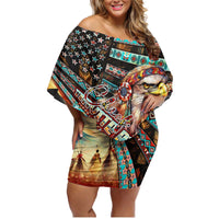 American Indian Warrior Chiefs Family Matching Off Shoulder Short Dress and Hawaiian Shirt - Wonder Print Shop