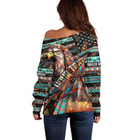 American Indian Warrior Chiefs Off Shoulder Sweater - Wonder Print Shop
