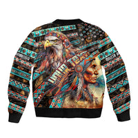 American Indian Warrior Chiefs Sleeve Zip Bomber Jacket - Wonder Print Shop