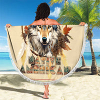 Native American Wolf Dreamcatcher Beach Blanket Vintage Style - Wonder Print Shop