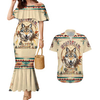 Native American Wolf Dreamcatcher Couples Matching Mermaid Dress and Hawaiian Shirt Vintage Style - Wonder Print Shop