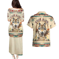 Native American Wolf Dreamcatcher Couples Matching Puletasi and Hawaiian Shirt Vintage Style - Wonder Print Shop