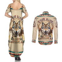 Native American Wolf Dreamcatcher Couples Matching Summer Maxi Dress and Long Sleeve Button Shirt Vintage Style - Wonder Print Shop