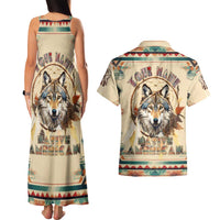 Native American Wolf Dreamcatcher Couples Matching Tank Maxi Dress and Hawaiian Shirt Vintage Style - Wonder Print Shop