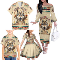 Native American Wolf Dreamcatcher Family Matching Off The Shoulder Long Sleeve Dress and Hawaiian Shirt Vintage Style - Wonder Print Shop