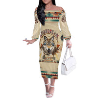 Native American Wolf Dreamcatcher Family Matching Off The Shoulder Long Sleeve Dress and Hawaiian Shirt Vintage Style - Wonder Print Shop