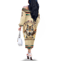 Native American Wolf Dreamcatcher Family Matching Off The Shoulder Long Sleeve Dress and Hawaiian Shirt Vintage Style - Wonder Print Shop