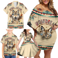 Native American Wolf Dreamcatcher Family Matching Off Shoulder Short Dress and Hawaiian Shirt Vintage Style - Wonder Print Shop