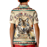 Native American Wolf Dreamcatcher Kid Polo Shirt Vintage Style - Wonder Print Shop